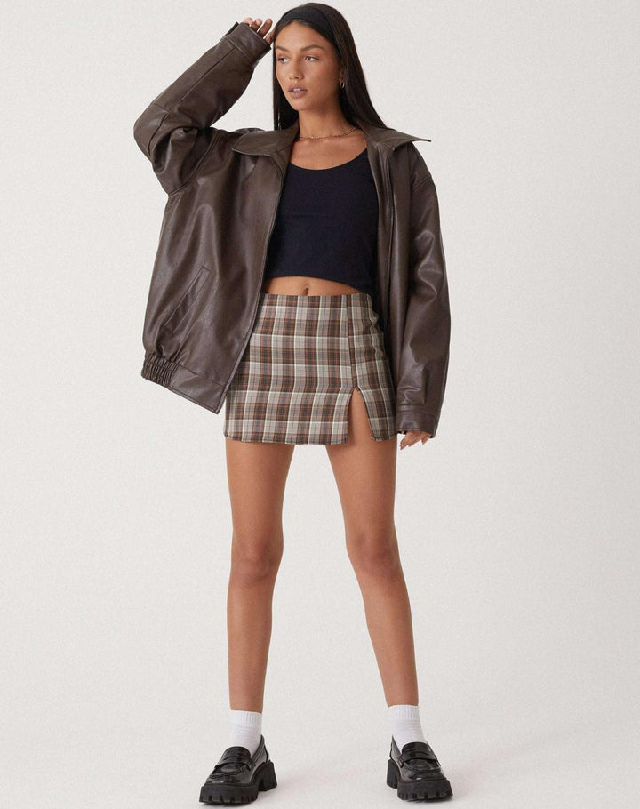 Veste Oversize Effet Cuir à Fermeture Zippée
