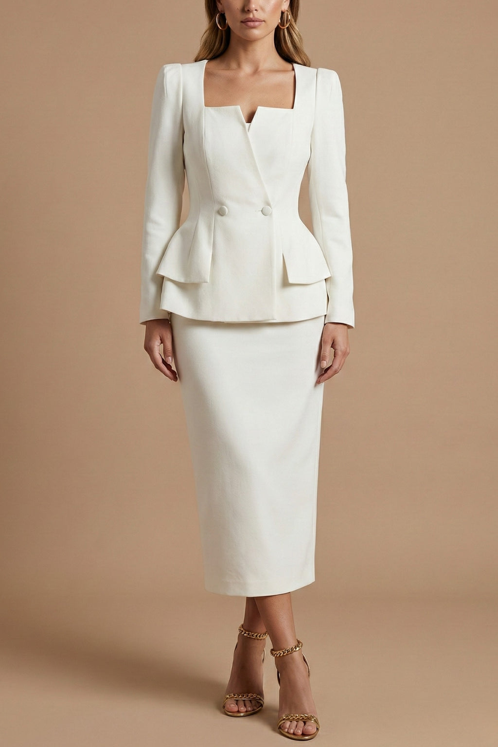 Ensemble Blazer et Jupe Midi Femme