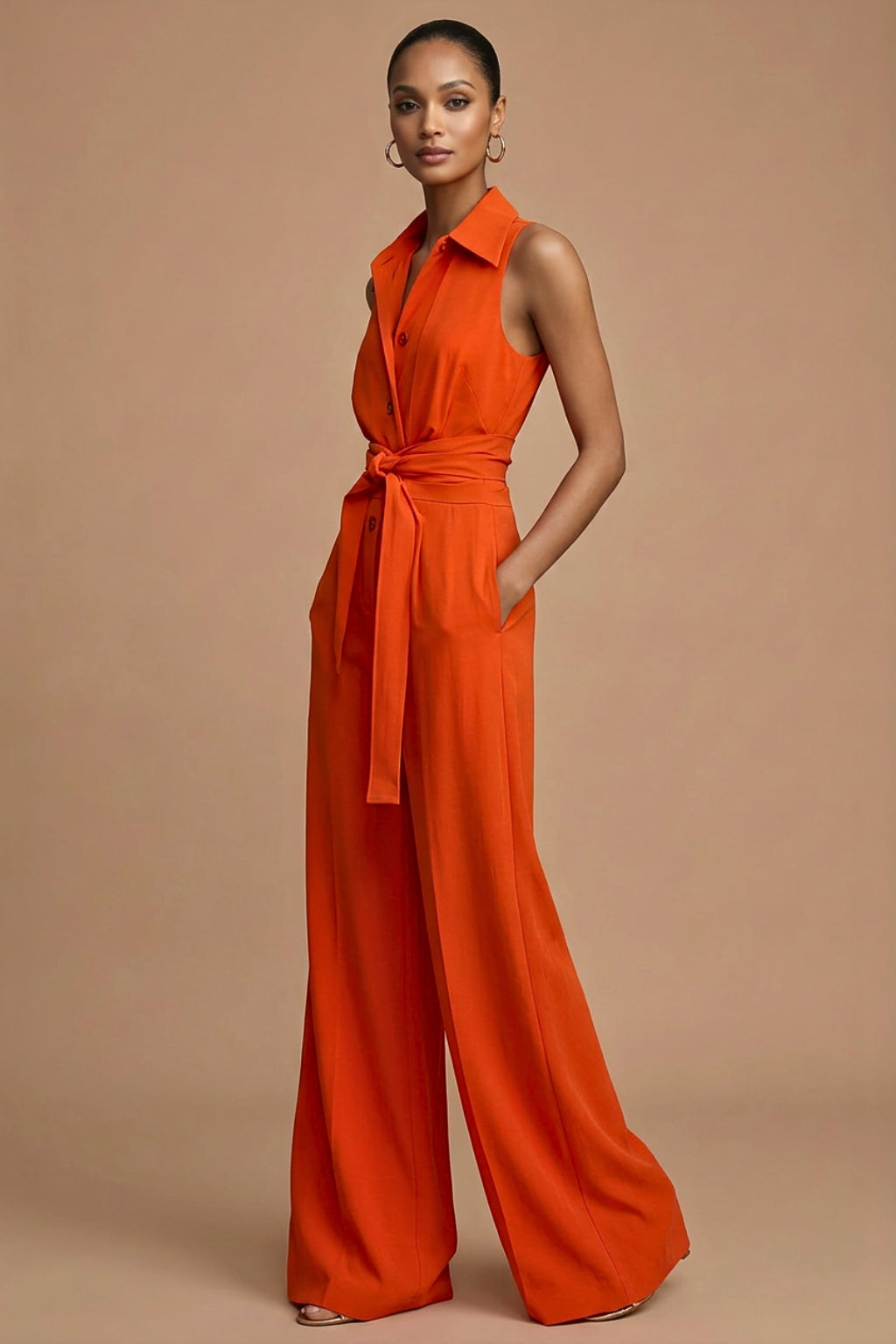 Combinaison Sans Manches à Col Tailleur Femme
