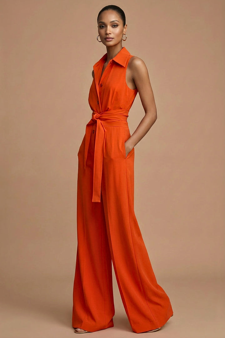 Combinaison Sans Manches à Col Tailleur Femme