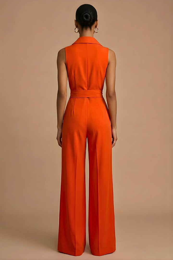 Combinaison Sans Manches à Col Tailleur Femme